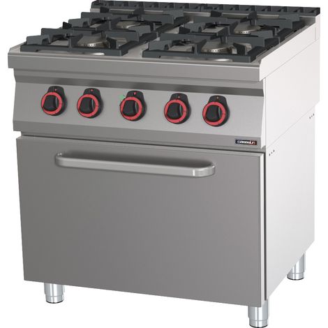 Fourneau Gaz 4 Feux Avec Four électrique Ventilé Gn 1/1 80 - Casselin