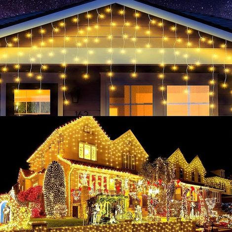 10M 400 LEDs Rideau Lumineux Connectable Extérieure Intérieure 8 Mode Éclairage, Décoration à Guirlande Lumineuse Pluie Étanche de Fête Noël Mariage Maison, Lampe Ambiance Lumière Blanc Chaud (1/4)