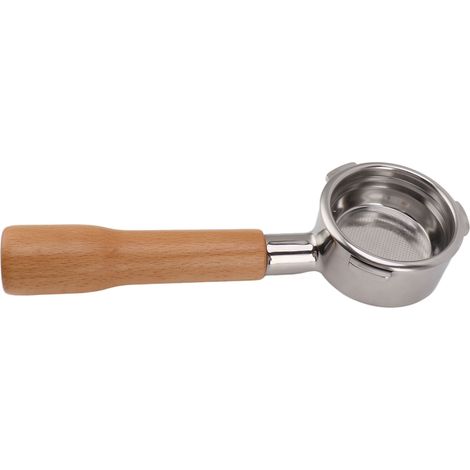 Portafiltre Café 58mm Sans Fond 3 Oreilles Inox Accessoire Machine à Café pour Barsetto C1 Hêtre (1/5)