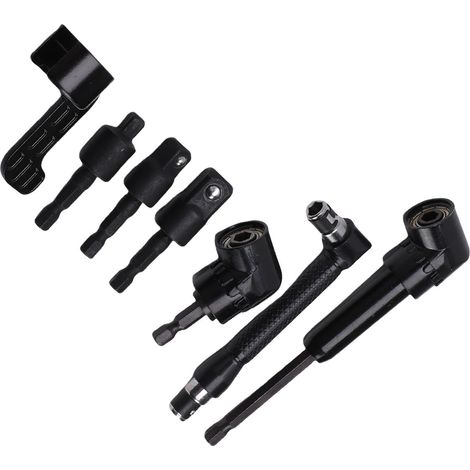 Porte-embout coudé à 105° avec adaptateurs de douilles rotatifs 1/4, 3/8 et 1/2 pouce pour perceuse électrique et tournevis à tige hexagonale 1/4 (1/5)