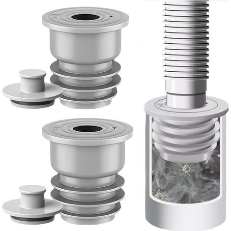 2 Pièces 35-40mm Joint de Tuyau de Machine à Laver, Gris Bouchon D'étanchéité de Tuyau d'évacuation, Bouchon d'Étanchéité Déodorant Anti Odeur Canalisation pour Cuisine, Salle de Bain