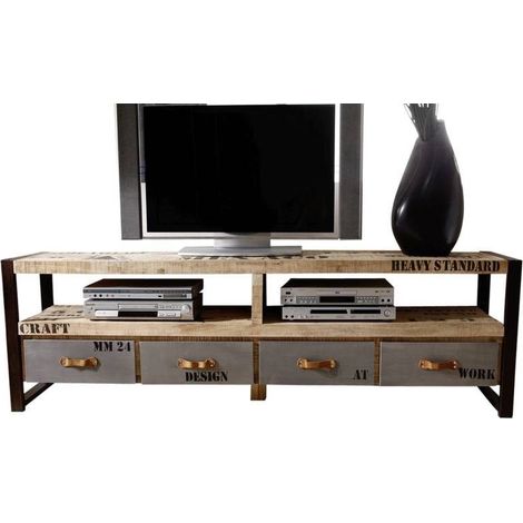 TV-Board Mango 196x40x60 natur bedruckt FACTORY 130