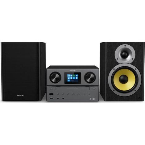 Philips – Micro-chaîne HiFi CD connectée – Streaming Bluetooth® et Spotify – Lecteur CD compatible MP3 – Tuner DAB+/FM RDS 40 mémoires