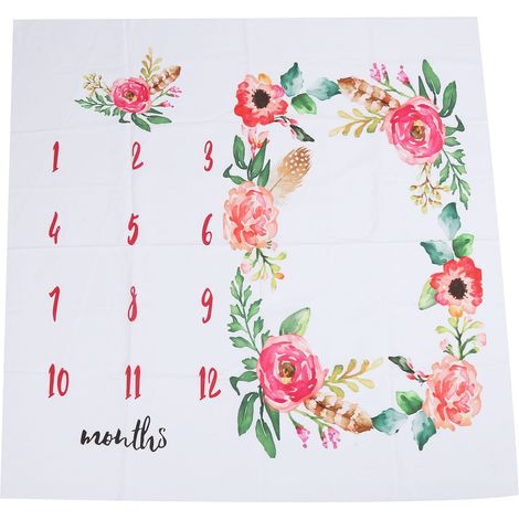Tapis d'éveil bébé en tissu Greige doux 100x100cm pour photos mensuelles et décoration intérieure (1/5)