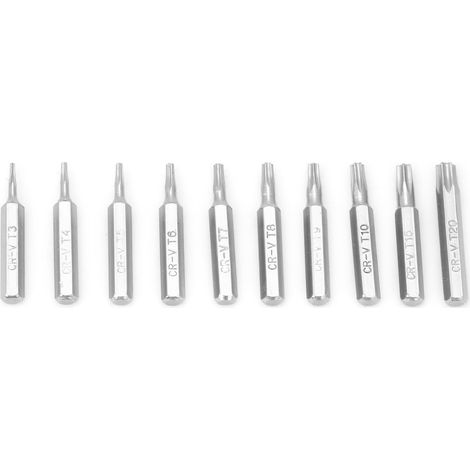 Jeu d'embouts de tournevis étoile à tige de 4mm, outils de réparation T3/T4/T5/T6/T7/T8/T9/T10/T15/T20 10 pièces