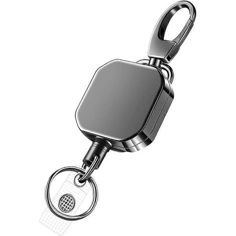 Lot de 2 porte-badges rétractables en métal robuste avec mousqueton, porte-clés et enrouleur de badge pour ceinture. Porte-cartes d'identité (1/5)