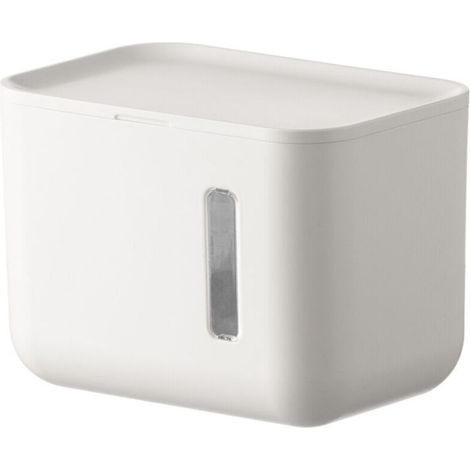 Porte-rouleau de papier toilette mural auto-adhésif en plastique ABS blanc avec fenêtre visible - Imperméable à l'eau et à la poussière - Distribut de papier toilette pour salle de bain (1/5)