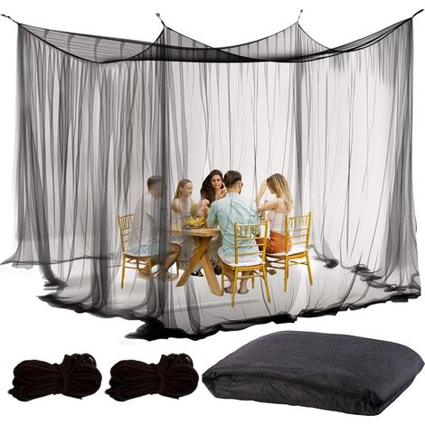 Moustiquaire pour extérieurs, 300 x 300 x 250 cm, protection contre les insectes pour tonnelle, jardin, terrasse, lit de camping, maille 220, maille fine avec 1 porte (noir) (1/5)