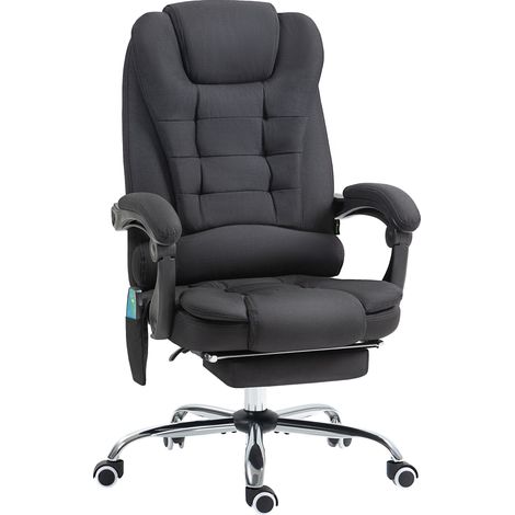 Fauteuil de bureau massage chauffant noir inclinable avec repose-pieds, siège ergonomique avec télécommande pour confort bureau et relaxation optimale (1/5)