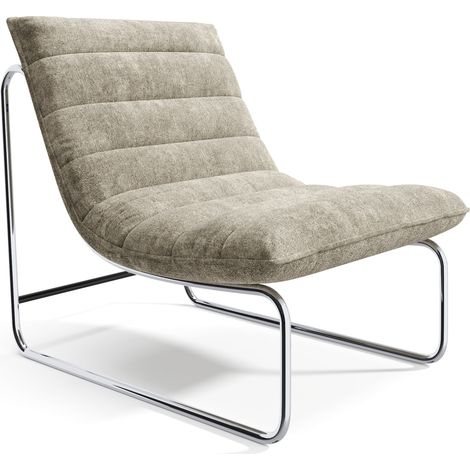 Fauteuil de salon en velours texturé taupe VINTY