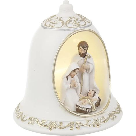 Natività Adelaide a campana con LED Ø8,5 × H10 cm
