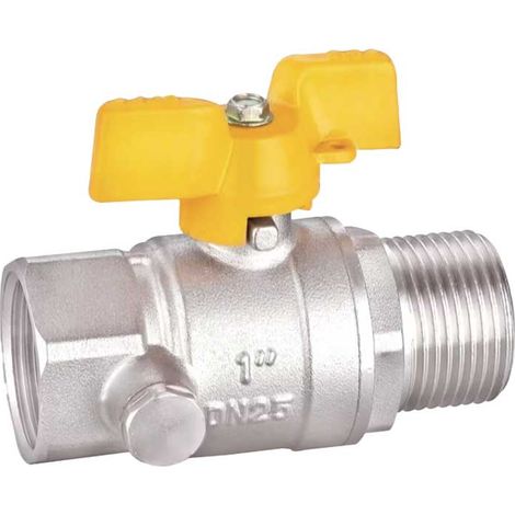 VALVOLA A SFERA GAS M/F CON PRESA DI PRESSIONE E FARFALLA IN ALLUMINIO BUGATTI 3/4""M x 3/4""F - DN20