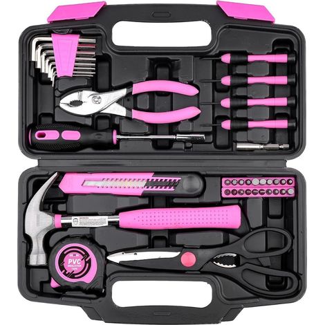 40-teiliges Werkzeugset für Zuhause, Pink, mit Aufbewahrungskoffer (1/5)