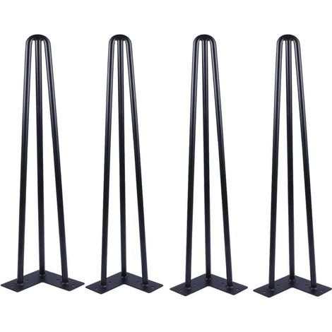 4PCS Pied de Table Bass 72cm, Pied Epingle en Métal, Pied de Meuble pour Bricolage Table Chaise - Designe Industriel - Noir