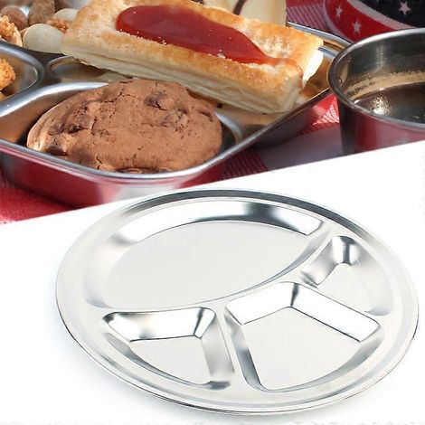 Plateau lumineux rond en acier inoxydable pour pique-nique en extérieur, multifonctionnel, pour salle, écologique et restauration rapide. Épaissi, résistant à l'humidité. (1/5)