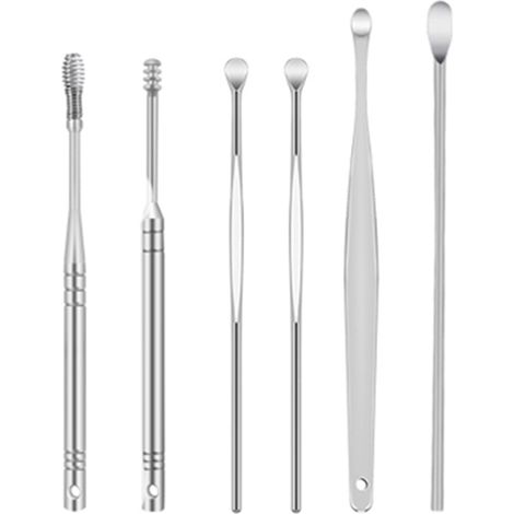 Ensemble de 6 cure-oreilles rotatifs en acier inoxydable (1/5)