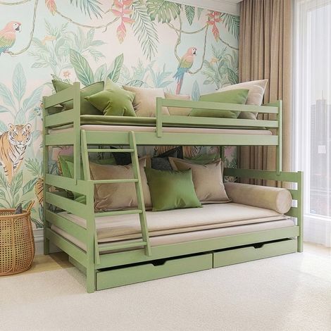 Letto a castello 90-120x200 con reti a doghe e cassetti inclusi Léo Oliva (1/3)