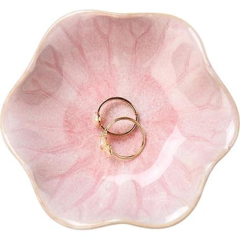 Ensemble de 2 pièces : plateau décoratif pour bagues en forme de feuille de lotus, petit vide-poches, plateau à bijoux en céramique, plateau de rangement pour bijoux, plateau de rangement pour collier (1/5)