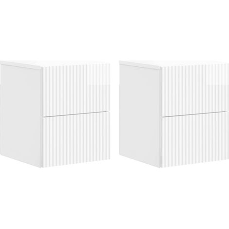 Wall-Mounted Bedside Cabinet with Drawer 2 pcs High Gloss White vidaXL
