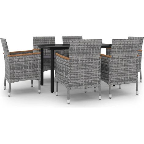 Maison Exclusive - 7-tlg. Garten-Essgruppe mit Auflagen Poly Ratt