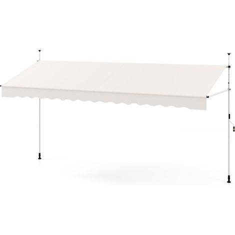 Tenda da sole retrattile con manovella 400 x 135 x 210-300 cm moderna protezione solare regolabile in poliestere bianco 200013644