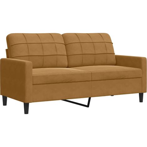 Canapé Sofa à 2 places Marron 140 cm Velours (1/5)