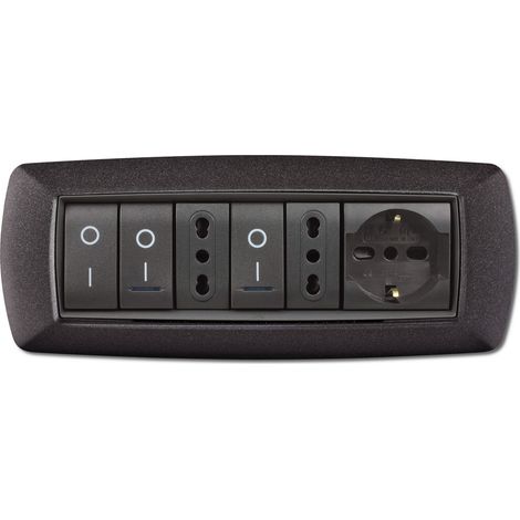 Placca placchetta per interruttore elettrico 7 Posti - Grigio Notte ECL2987V-GN (1/2)