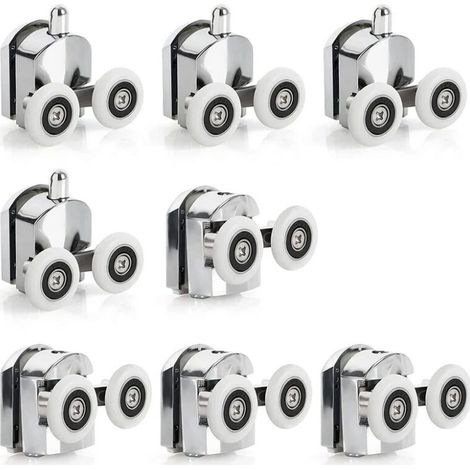 8 Pcs Zinc Alloy Sliding Shower Door Rollers, 25mm Diameter Replacement Rollers, Double Wheels for Bathroom