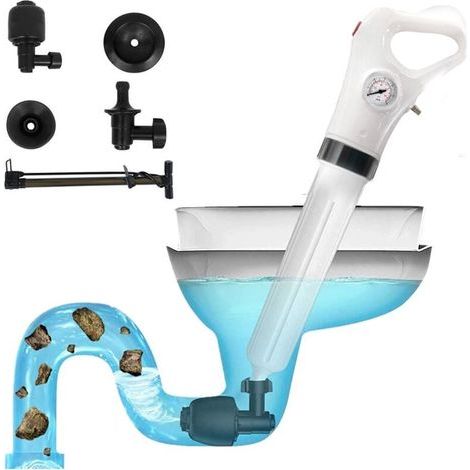 Elektrischer Abflussreiniger – 0,6 MPa Druck – Korrosionsbeständiges ABS-Material – 3 austauschbare Aufsätze für Toiletten, Waschbecken und Badewannen
