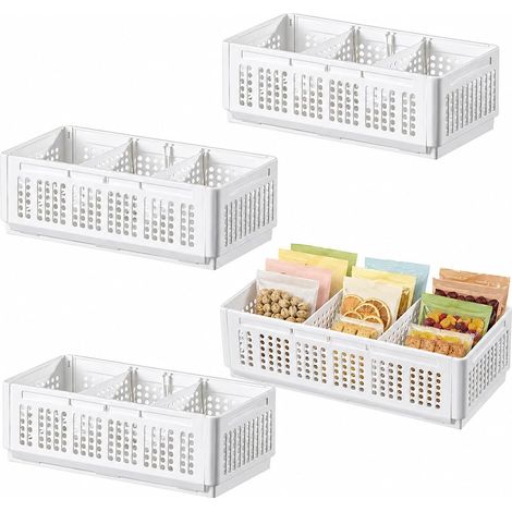 Paniers de rangement pliables lot de 4 avec séparateurs,empilables (1/5)