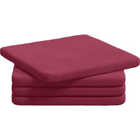 Seat Cushions 4 pcs Wine Red 40 x 40 x 3 cm Velvet vidaXL (1/5)
