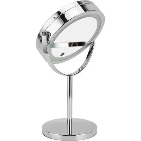 Miroir de Maquillage LED Double Face avec Support, Miroir Grossissant Rond pour Salle de Bain et Décoration Maison (1/5)