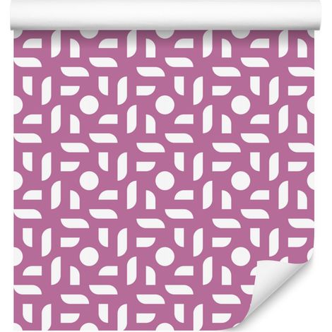 Carta da parati con motivo geometrico viola e bianco per soggiorno e camera da letto, 50x1000 cm (1/5)