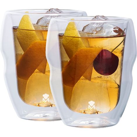 Mixology - 2 pièces Verre sous 380 ml fabriqués en borosilicate à double paroi - finition transparente - supports de -20º à 200 ° - lave-vaisselle appropriée - sans toxique (1/5)