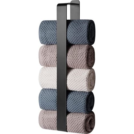 Handtuchhalter Ohne Bohren, Gästehandtuchhalter Selbstklebend, Badetuchhalter kleber, Edelstahl Handtuch Halter Wandmontage (Schwarz, 42cm) (1/5)