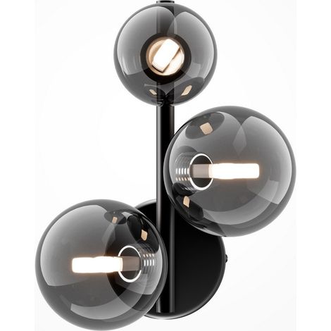 Maytoni Dallas Applique murale moderne à 3 lumières noir, abat-jour fumé, G9 (1/3)
