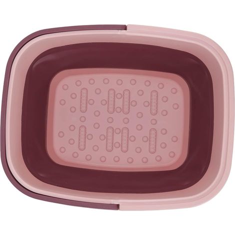 Repose-pieds pliable, Seau de bain de massage des pieds portable en silicone, bassin de spa pour les pieds ménagers (rose) (1/5)
