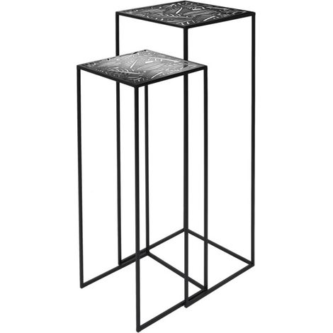 Lot de 2 Sellettes Gigognes Déco "Havana" 90cm Noir (1/5)