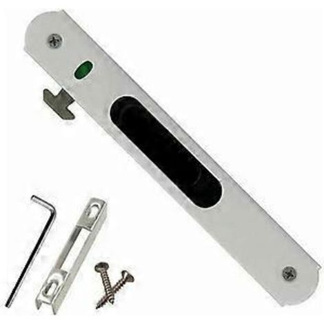 Serrure de porte - Entraxe 168 mm - Quincaillerie de porte - Serrure pour porte coulissante - Verrous de fenêtre - Discrète - Sans clé - Blanche - Acier inoxydable et alliage de zinc - I