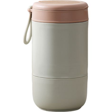 2 pièces Gobelet à céréales, bol à porridge en acier inoxydable 730 ml, pot à yaourt étanche avec cuillère, bocal double paroi pour bureau (1/5)