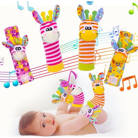 Hochets de poignet animaux et chaussettes pour bébé, jouets sensoriels doux pour le développement précoce des nourrissons de 0 à 3 ans, cadeau de naissance idéal pour les petits garçons et les petites