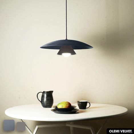 Lampe de suspension en velours - OLEMI VELVET  GRIS (1/2)