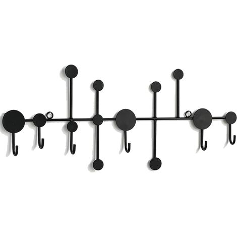 Porte-manteau mural avec 6 crochets, polyvalent, pour suspendre manteaux, sacs à dos, chapeaux, noir (1/4)