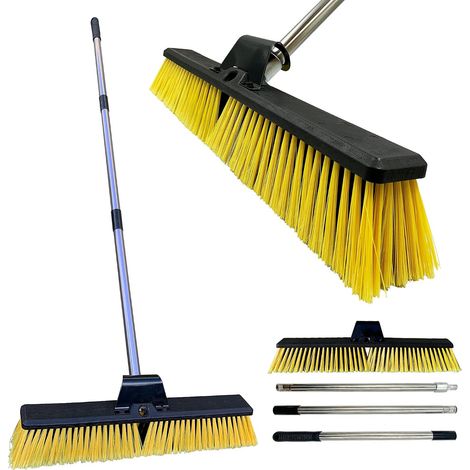Balai de jardin robuste avec brosse rigide et manche en métal pour balayer votre cour, jardin et terrasse (1/5)