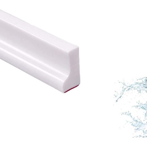 Barrière d'eau en silicone pour seuil de douche de 2 m/78 pouces, barrière d'eau pour sol de pièce humide, barrage d'eau de salle de bain, bande d'étanchéité(forme en L, 3 cm de haut) (1/4)