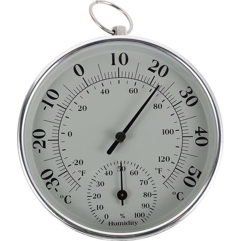 Thermomètre-hygromètre numérique 4" métal blanc, pour maison (1/5)