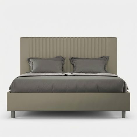Modernes Doppelbett 160x200 mit Bettkasten in Kunstleder Goya M1 - Braun (1/5)