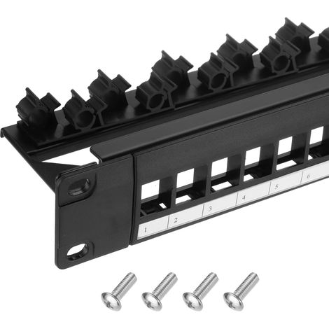 1U 24 Port Natural Patch Panel, 19 Inch Rack Mountable Patch Bay and Wall Mount Patch Bay with Cable Management for Network, Multi-Terminal Services, Cable Management (1/5)