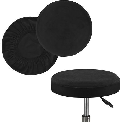 Housse Tabouret Rond 36-40cm, Housse Tabouret de Bar, Manches Rondes en Velours Extensible, Lavable, Facile d'entretien, Douce et Durable (1 Pièces Noir) (1/4)