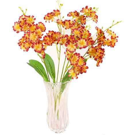Fleurs Artificielles Jacinthe Orange - Décoration Réaliste En Tissu Et Plastique - Pour Vase Maison Ou Bureau - 1 Bouquet (1/2)